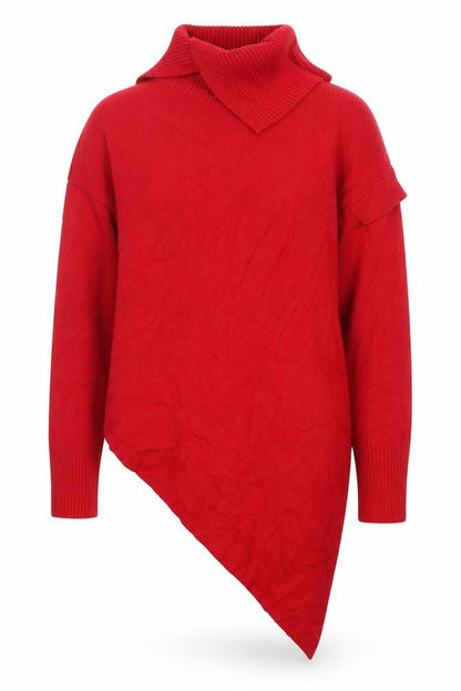 Front view of River Island women’s red roll neck viscose jumper, size XS