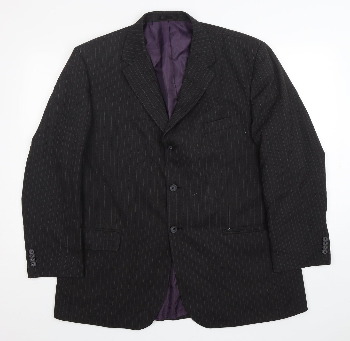 F&F Mens Grey Striped Polyester Jacket Suit Jacket