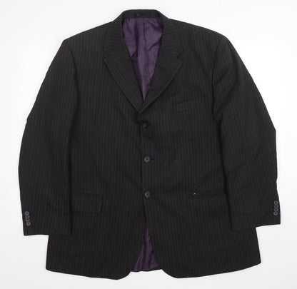 F&F Mens Grey Striped Polyester Jacket Suit Jacket