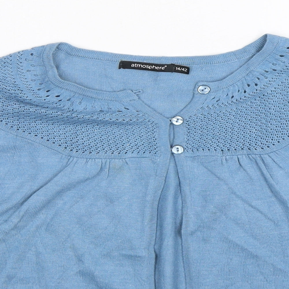 Womens UK Size 14 Atmosphere Blue Cardigan Jumper