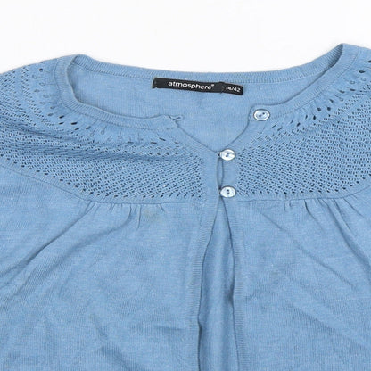 Womens UK Size 14 Atmosphere Blue Cardigan Jumper