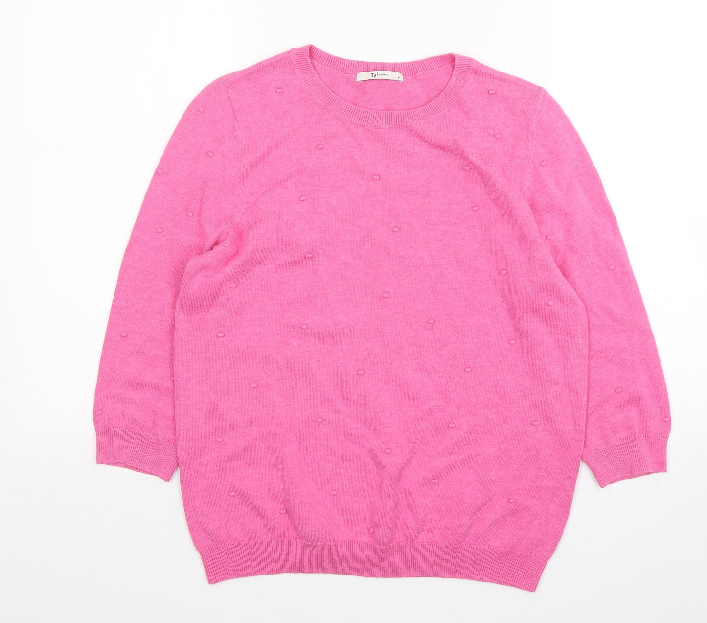 TU Womens Pink Round Neck  Cotton Pullover Jumper Size 10