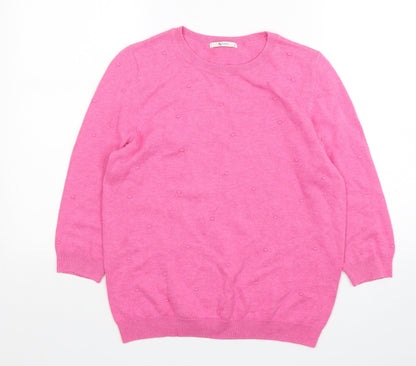 TU Womens Pink Round Neck  Cotton Pullover Jumper Size 10