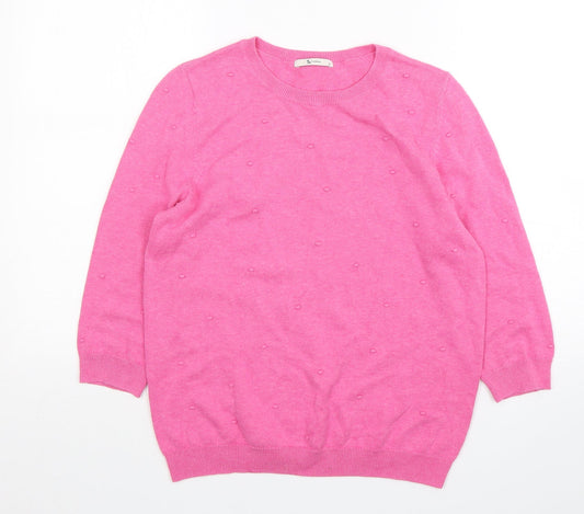 TU Womens Pink Round Neck  Cotton Pullover Jumper Size 10