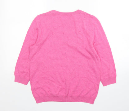 TU Womens Pink Round Neck  Cotton Pullover Jumper Size 10