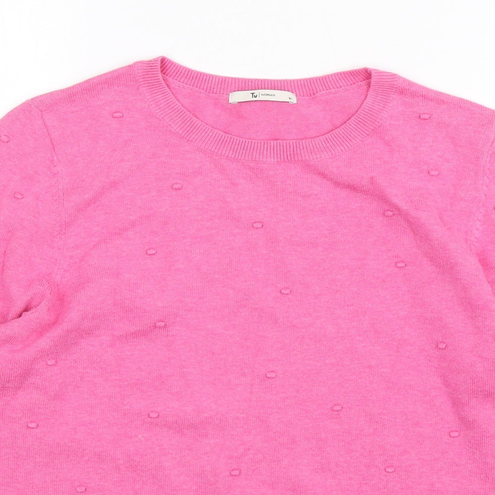 TU Womens Pink Round Neck  Cotton Pullover Jumper Size 10