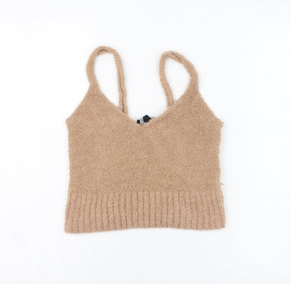 Womens UK Size S New Look Brown Basic Tank