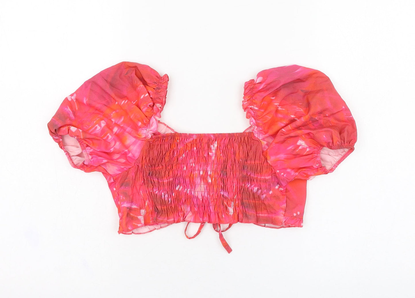 Boohoo Womens Pink  Polyester Cropped Blouse Size 6 V-Neck