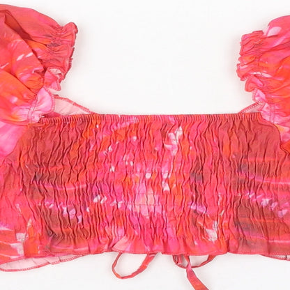 Boohoo Womens Pink  Polyester Cropped Blouse Size 6 V-Neck