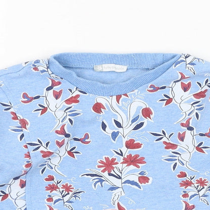 Tutto Piccolo Girls Blue Floral Cotton Pullover Sweatshirt Size 5 Years  Pullover