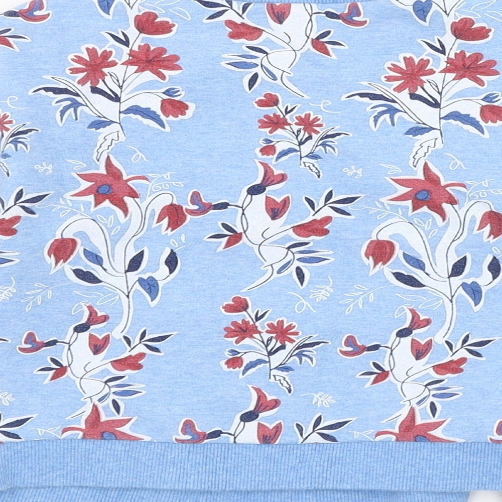 Tutto Piccolo Girls Blue Floral Cotton Pullover Sweatshirt Size 5 Years  Pullover