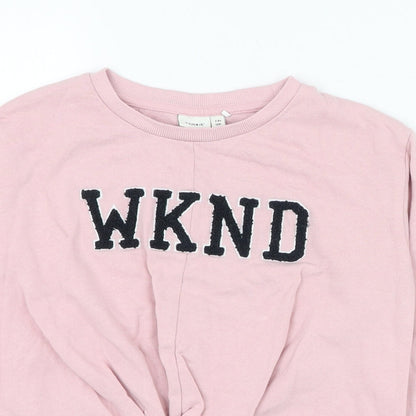 name it Girls Pink  Cotton Pullover Sweatshirt Size 7-8 Years  Pullover - WKND