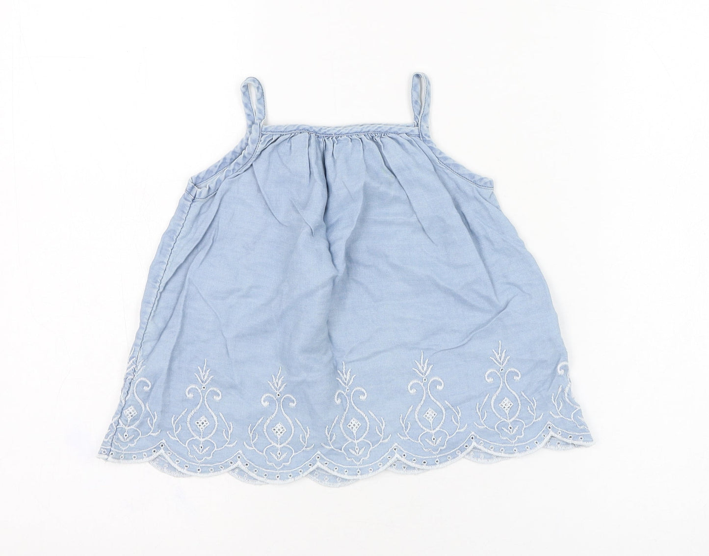 F&F Girls Blue  Cotton Tunic Tank Size 2-3 Years Square Neck Pullover