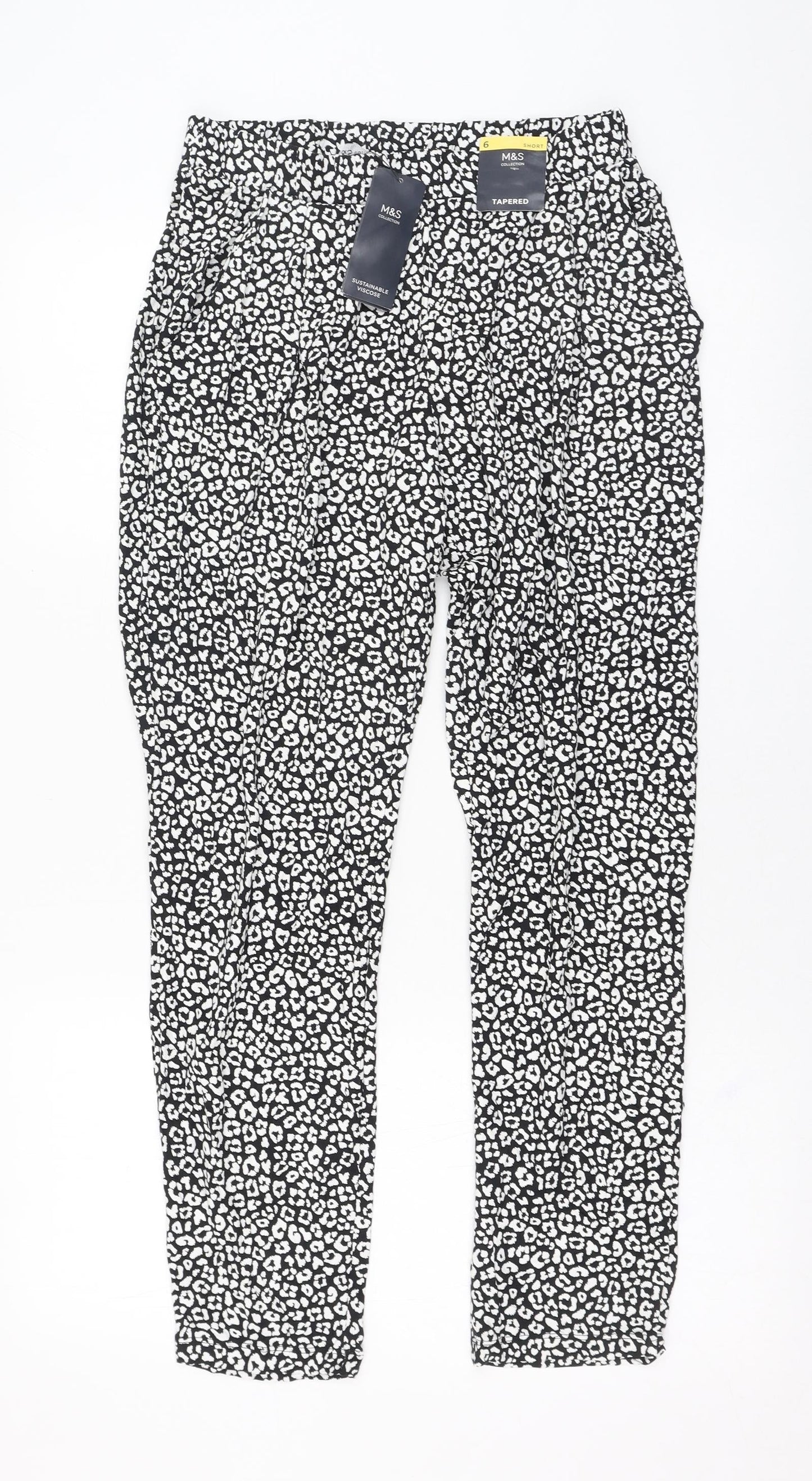Womens UK Size 6 Marks and Spencer Regular Fit Carrot Black Trousers
