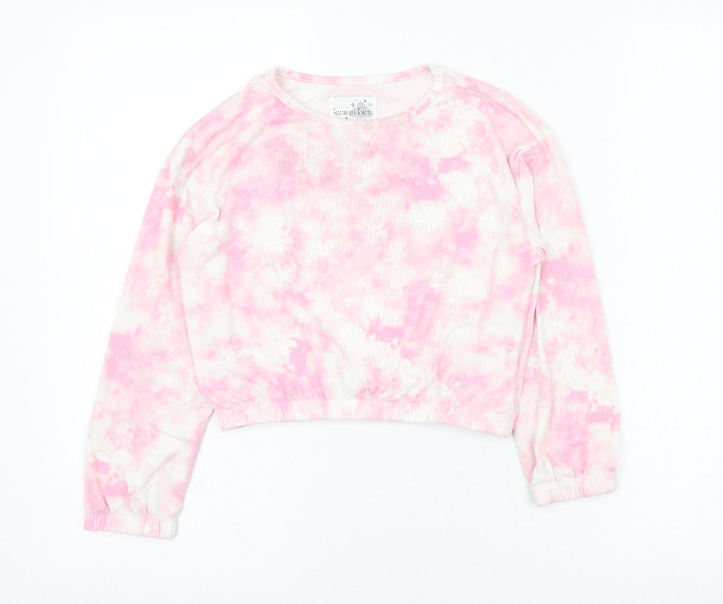 Peaches & Dreams Girls Pink  Polyester Pullover Sweatshirt Size 7-8 Years  Pullover - Tie dye