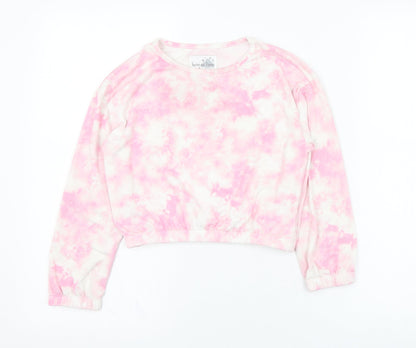 Peaches & Dreams Girls Pink  Polyester Pullover Sweatshirt Size 7-8 Years  Pullover - Tie dye