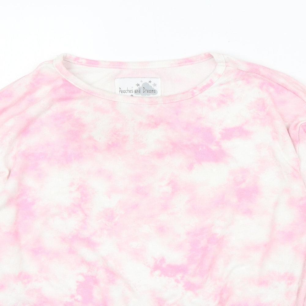 Peaches & Dreams Girls Pink  Polyester Pullover Sweatshirt Size 7-8 Years  Pullover - Tie dye