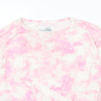 Peaches & Dreams Girls Pink  Polyester Pullover Sweatshirt Size 7-8 Years  Pullover - Tie dye