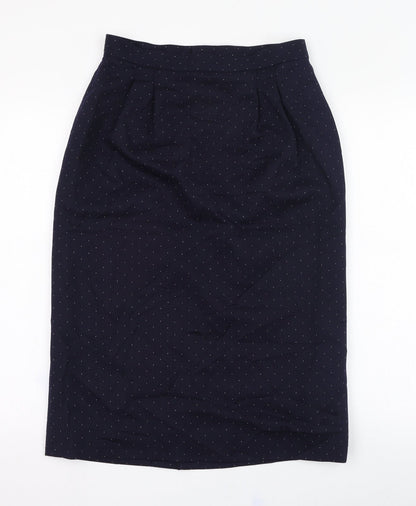 Clan Crest Womens Blue Polka Dot Wool Straight & Pencil Skirt Size 14   Zip