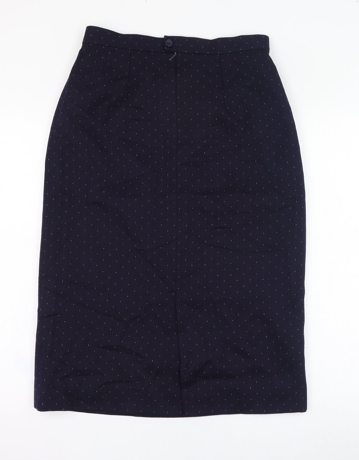 Clan Crest Womens Blue Polka Dot Wool Straight & Pencil Skirt Size 14   Zip