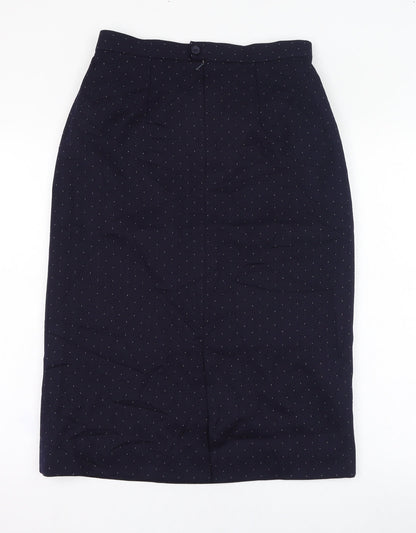 Clan Crest Womens Blue Polka Dot Wool Straight & Pencil Skirt Size 14   Zip