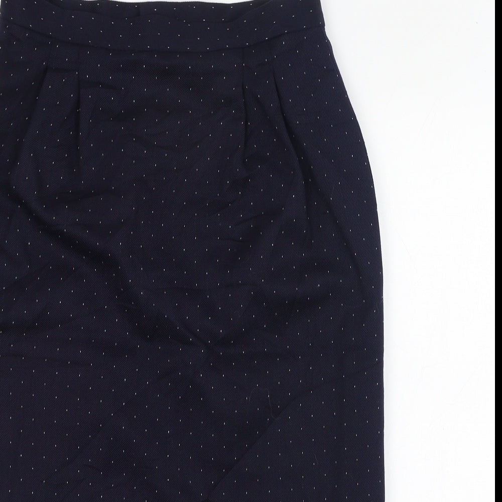 Clan Crest Womens Blue Polka Dot Wool Straight & Pencil Skirt Size 14   Zip