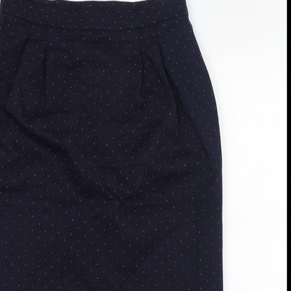 Clan Crest Womens Blue Polka Dot Wool Straight & Pencil Skirt Size 14   Zip