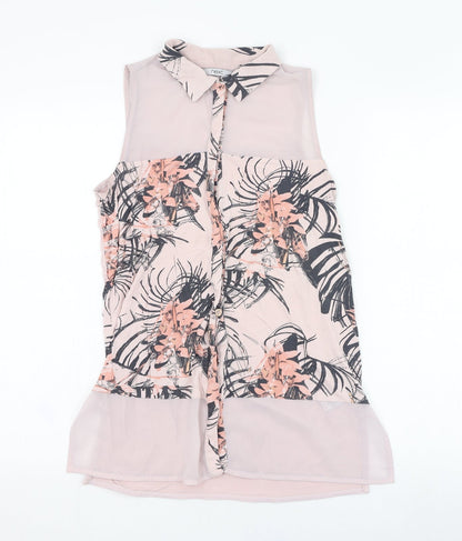 Womens UK Size 8 NEXT Pink Basic Button-Up
