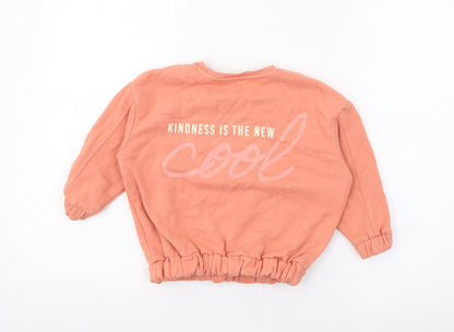 George Girls Orange  Cotton Pullover Sweatshirt Size 3-4 Years