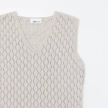 FRANK WALDER Womens Grey V-Neck  Polyacrylate Fibre Pullover Jumper Size S