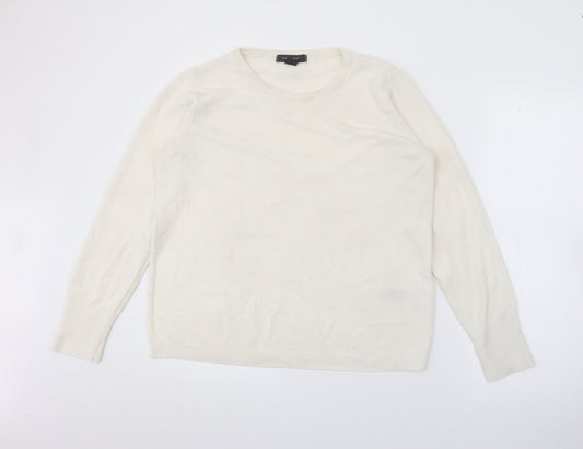Primark Womens White Crew Neck  Acrylic Pullover Jumper Size L
