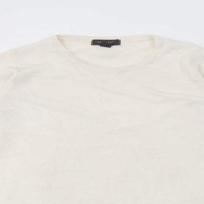 Primark Womens White Crew Neck  Acrylic Pullover Jumper Size L