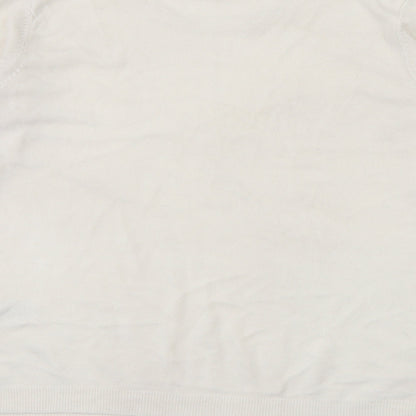 Primark Womens White Crew Neck  Acrylic Pullover Jumper Size L