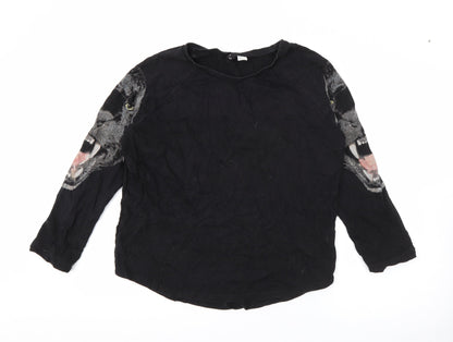 H&M Womens Black  Cotton Pullover Sweatshirt Size S