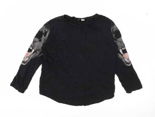 H&M Womens Black  Cotton Pullover Sweatshirt Size S