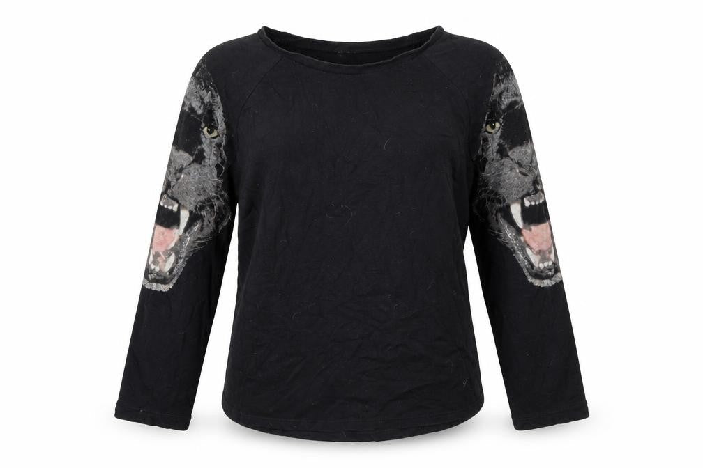 Front view of H&M women’s black cotton pullover sweatshirt, size S