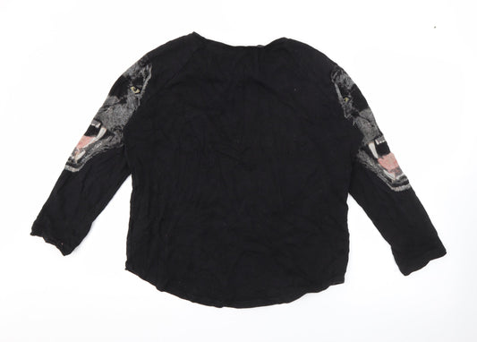 H&M Womens Black  Cotton Pullover Sweatshirt Size S