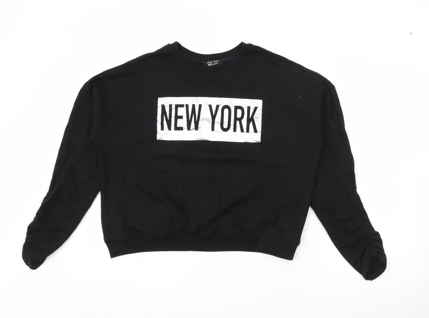 New Look Girls Black  Cotton Pullover Sweatshirt Size 14-15 Years   - New York