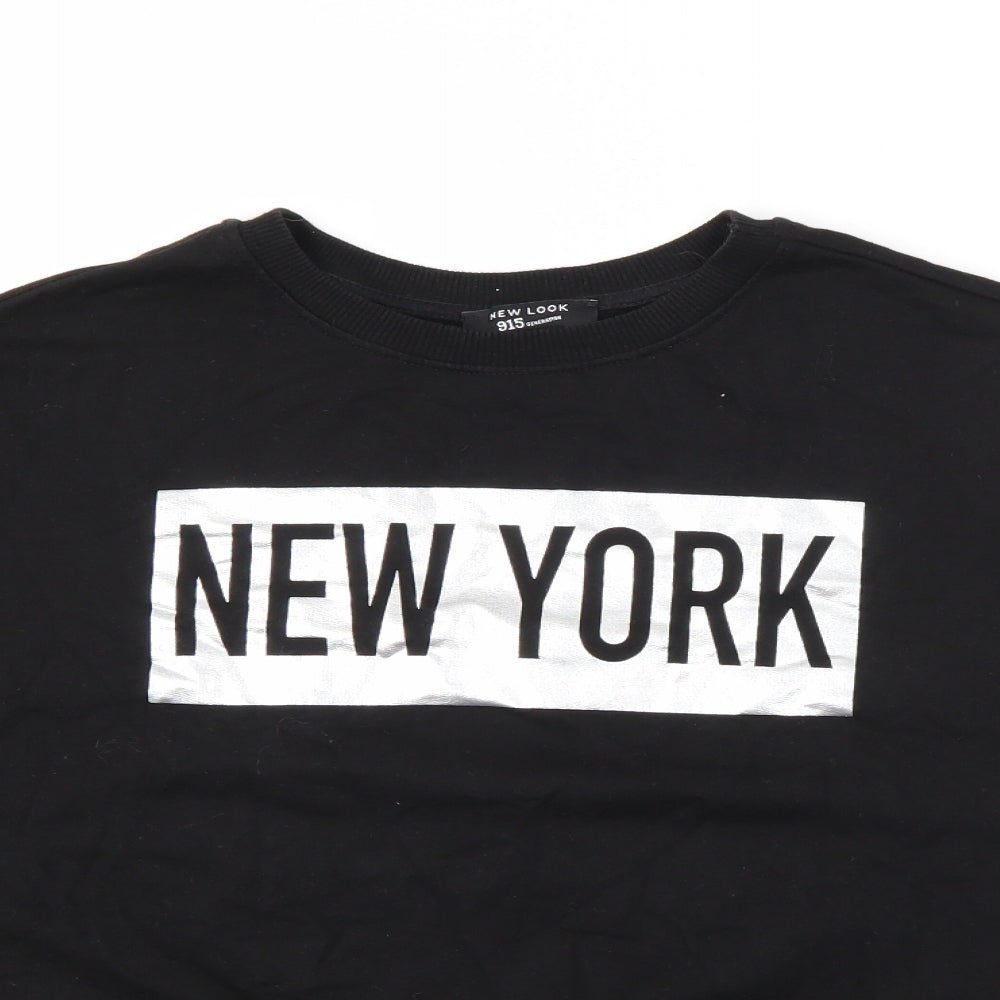 New Look Girls Black  Cotton Pullover Sweatshirt Size 14-15 Years   - New York