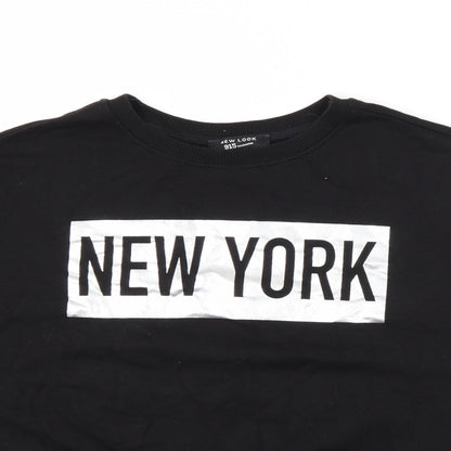 New Look Girls Black  Cotton Pullover Sweatshirt Size 14-15 Years   - New York