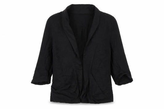 Front view of Warehouse women’s black lyocell jacket blazer, size UK 10