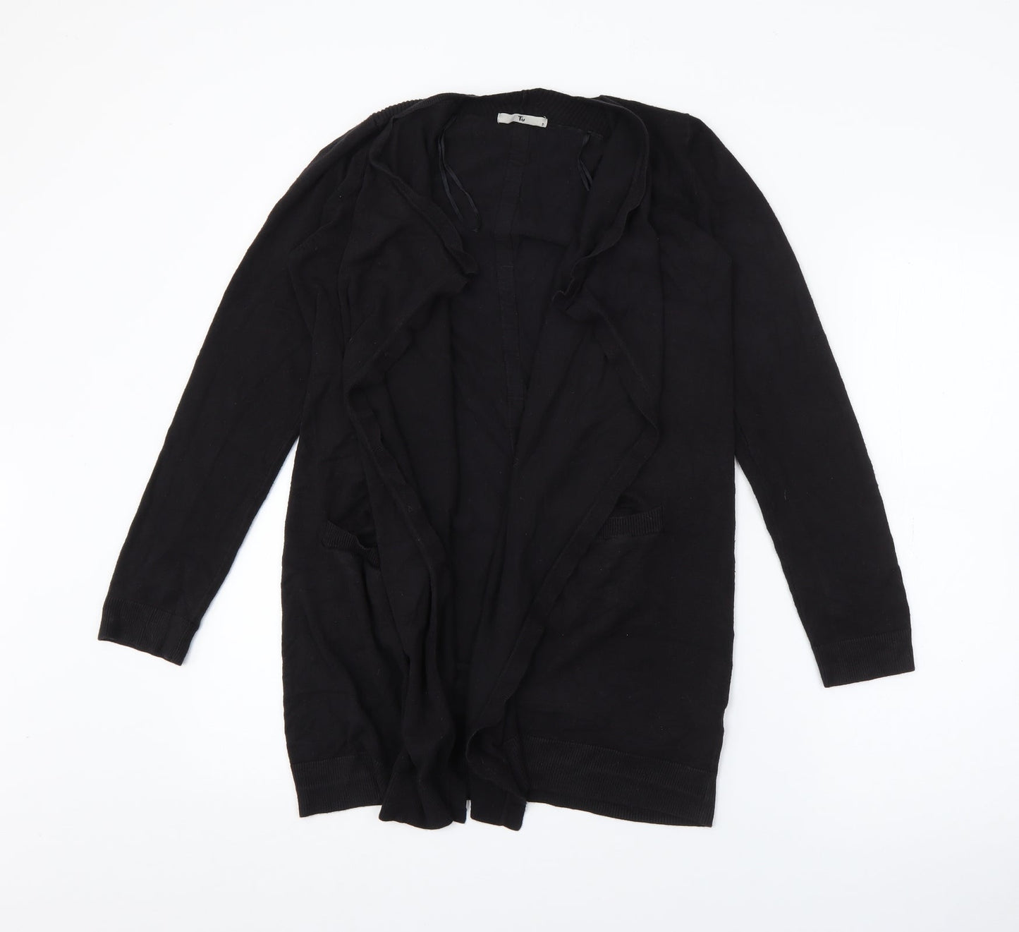 TU Womens Black V-Neck  Viscose Cardigan Jumper Size 8