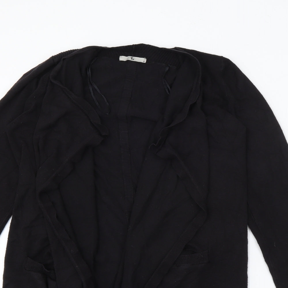 TU Womens Black V-Neck  Viscose Cardigan Jumper Size 8