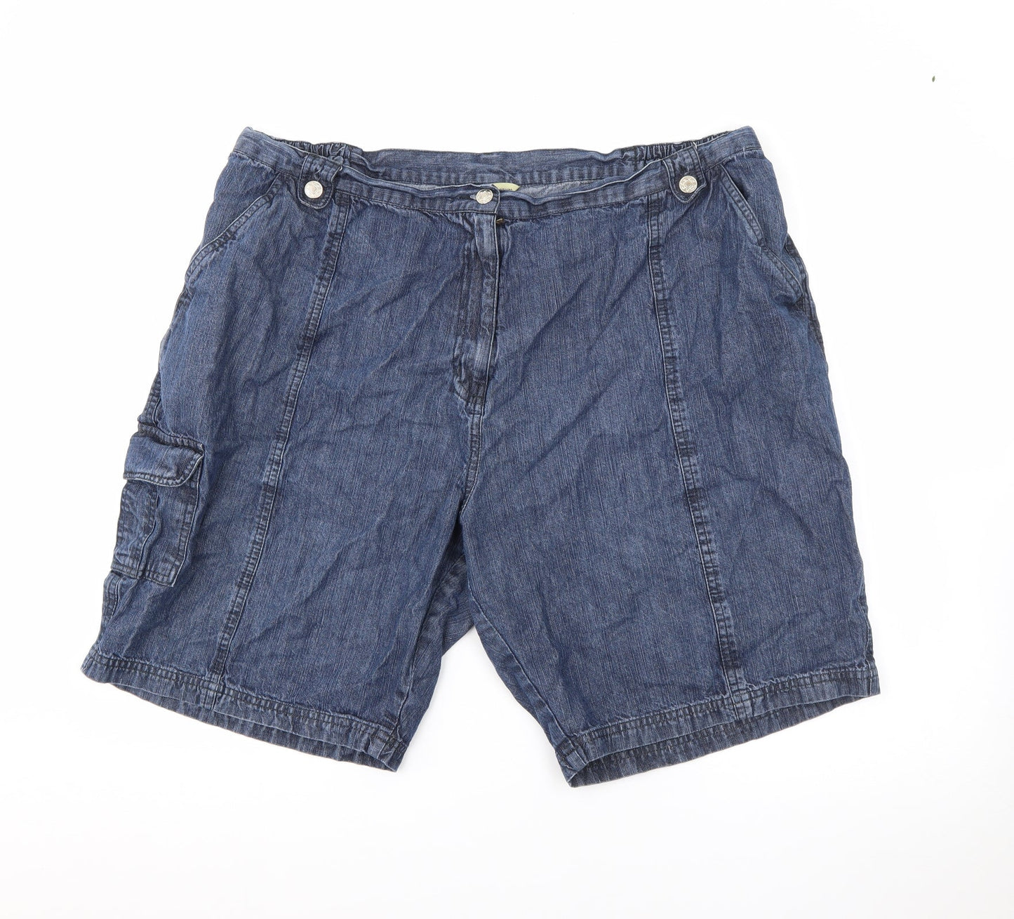 being casual Womens Blue  Cotton Cargo Shorts Size 40 in L9 in Regular Button
