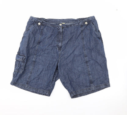 being casual Womens Blue  Cotton Cargo Shorts Size 40 in L9 in Regular Button