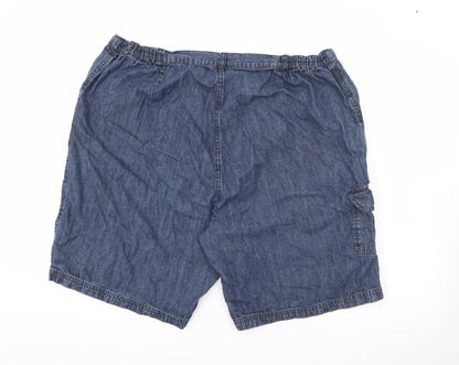 being casual Womens Blue  Cotton Cargo Shorts Size 40 in L9 in Regular Button