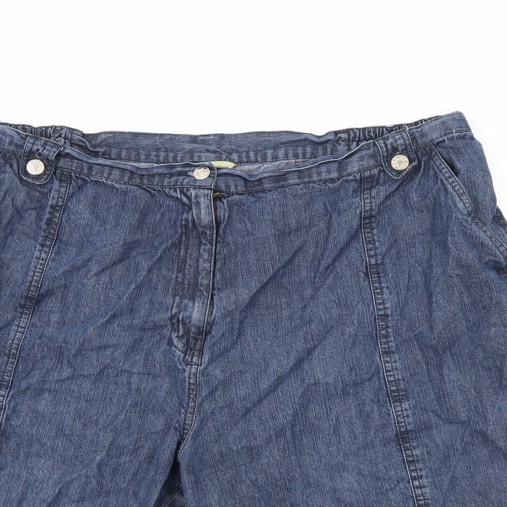 being casual Womens Blue  Cotton Cargo Shorts Size 40 in L9 in Regular Button
