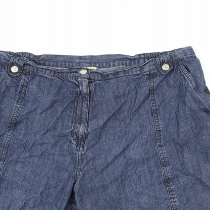 being casual Womens Blue  Cotton Cargo Shorts Size 40 in L9 in Regular Button