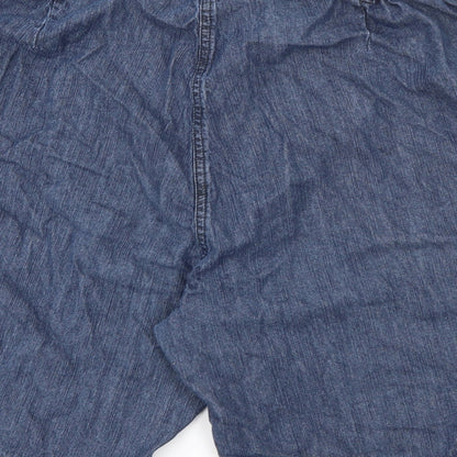 being casual Womens Blue  Cotton Cargo Shorts Size 40 in L9 in Regular Button