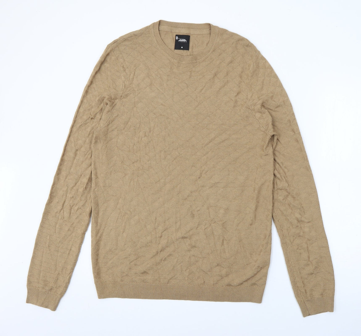 Burton Mens Beige Crew Neck  Acrylic Pullover Jumper Size M